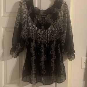Lane Bryant Black and White Patterned Top